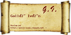 Galló Iván névjegykártya